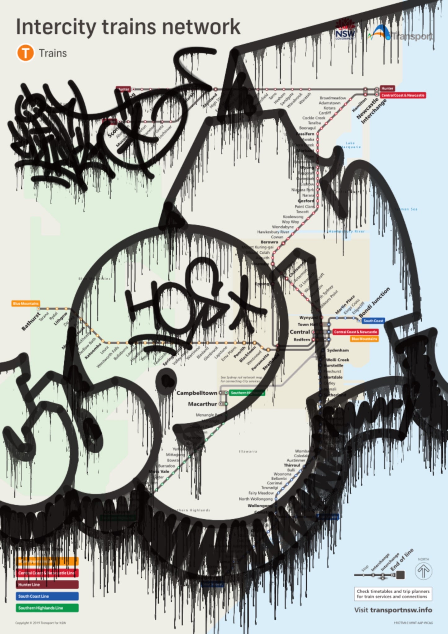 CLEFT - CLEFT BOMB INTERCITY TRAIN MAP (A2 Print)
