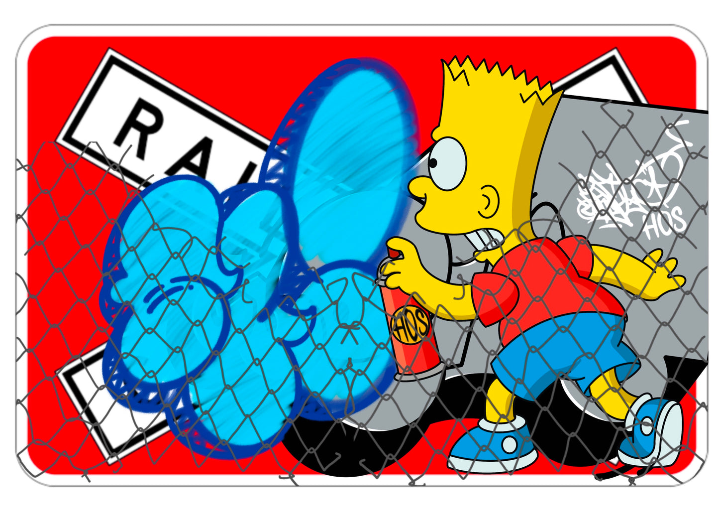 CLEFT - BART SIMPSON BLUE ‘CL’ THROWUP (A2 Print)